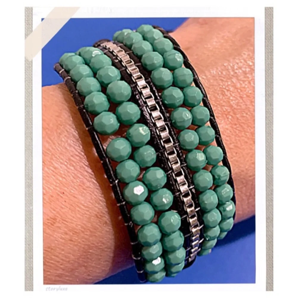 Flash Sale Bracelet Handmade turquoise colored beads cuff boho bracelet